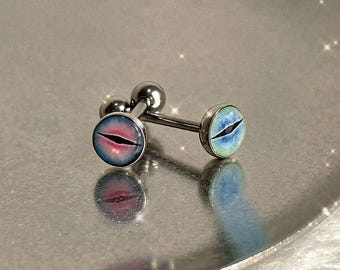 14G 316L Stainless Steel Dragon Eye Tongue Ring | Hypoallergenic Piercing