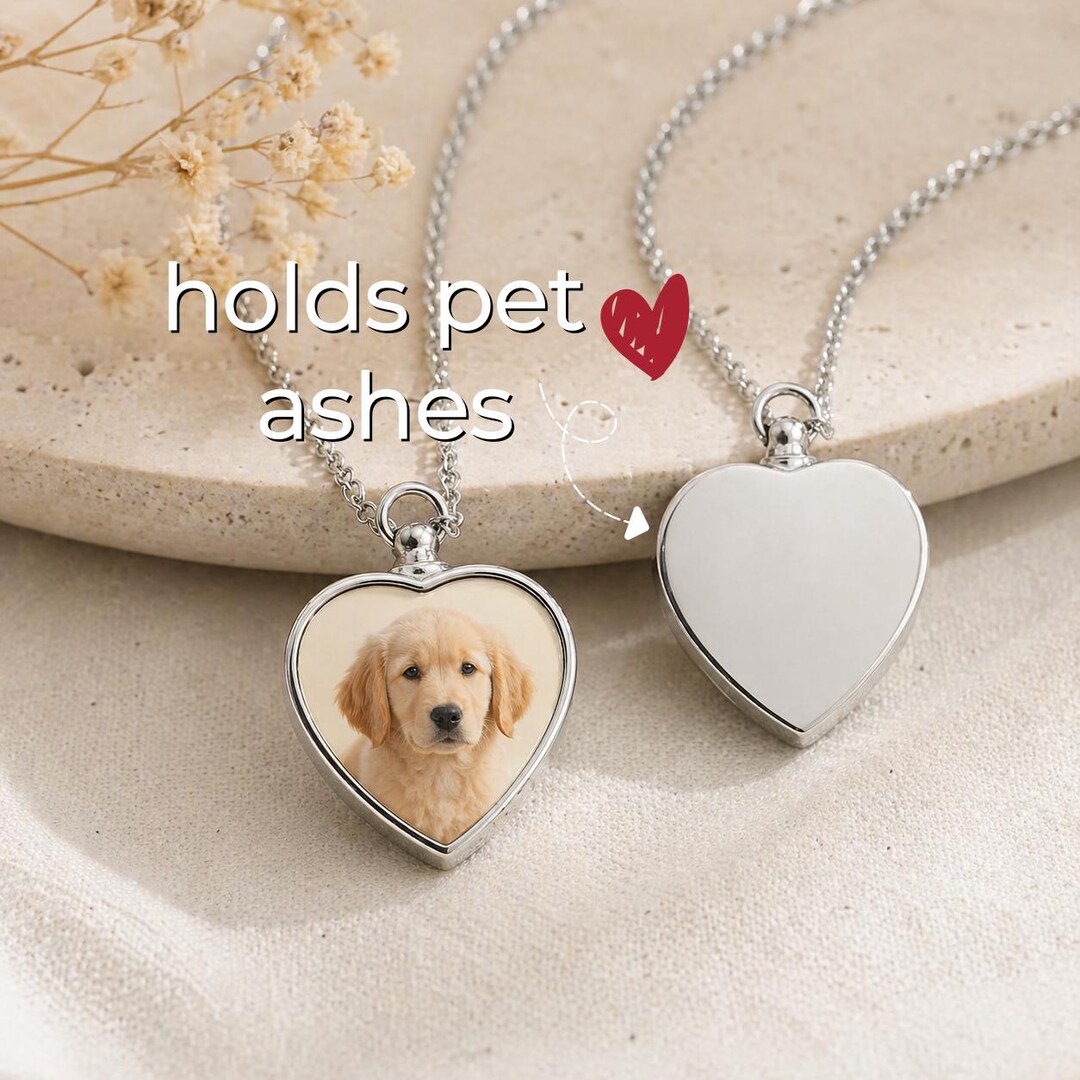 Custom Pet Urn Necklace | Photo Memorial Cremation Jewelry for Ashes ...