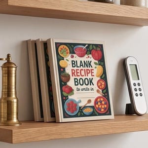Blank Recipe Book to Write In, Printable Recipe Journal PDF, Custom Cook Notebook, 120 Pages Recipe Organizer, Digital Download DIY Cookbook