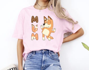 Camiseta Bluey Mum, Camisa Bluey Mom, Camisa azul para mamá, Camisa Chilli Bluey Mum, Camiseta Bluey Chilli Mum, Camisa Bluey Mom, Camisa Bluey para el Día de la Madre