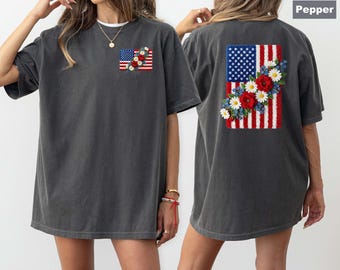 Camiseta Comfort Colors®, camiseta con la bandera de EE. UU., camiseta del 4 de julio