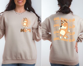 Sudadera Bluey Cool Moms, sudadera Bluey Mum, regalo Bluey Mum, sudadera Blue Mom, sudadera con capucha Bluey Mama, sudadera Bluey Moms Club