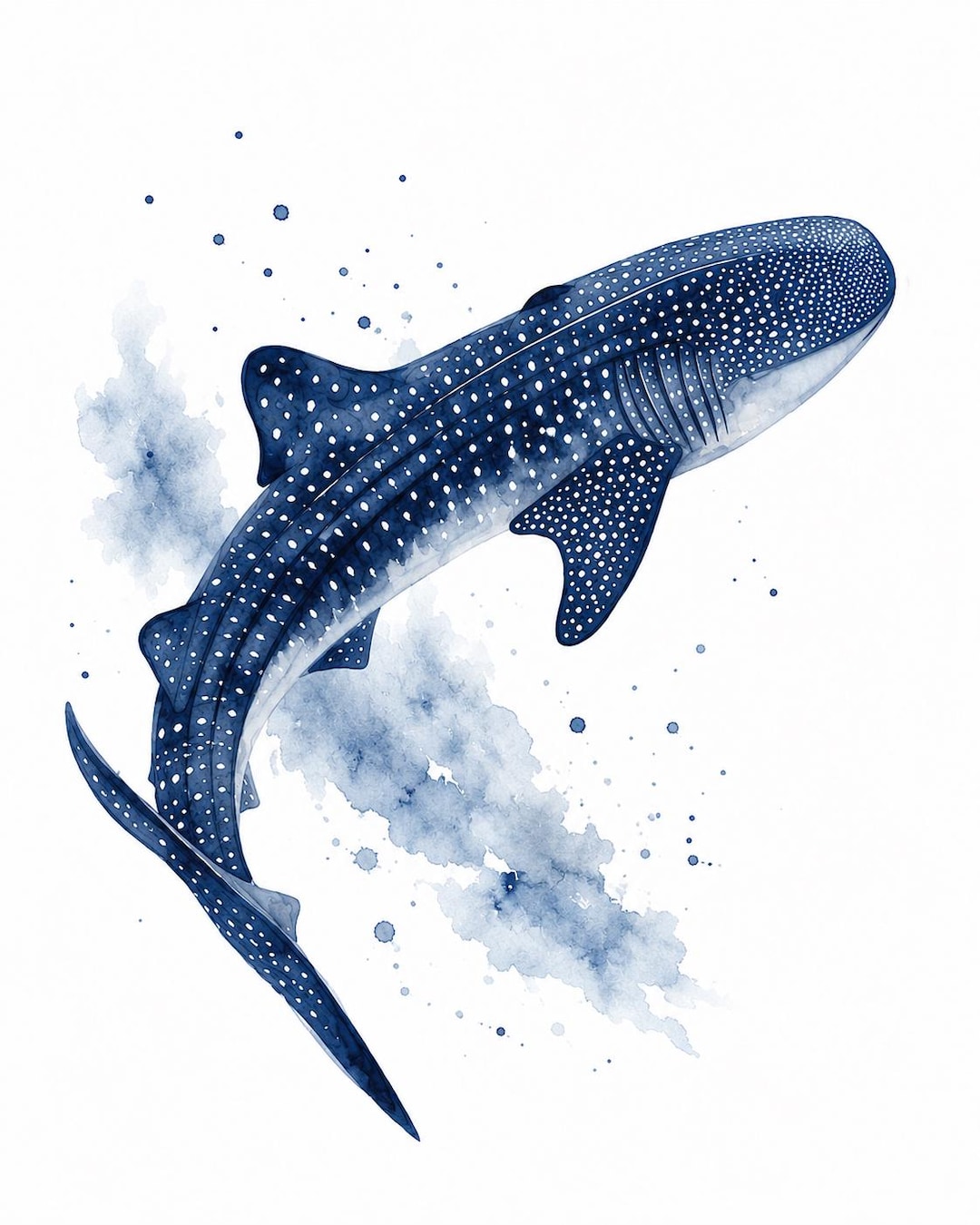 Whale Shark Watercolor Print, Coastal Wall Art, Nautical Decor, Ocean ...