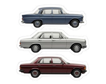 Vintage Sedan Illustration Kiss-Cut Stickers | Classic Car Laptop Decals