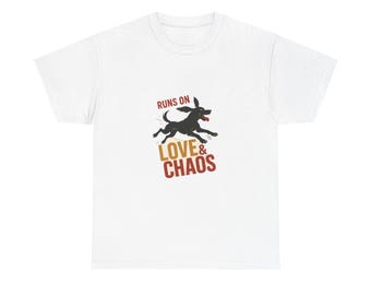 Love and Chaos Dog Mom Tee | New Puppy Owner Gift Shirt | Zoomies Silhouette | Husky Vizsla Border Collie