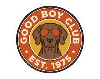 Good Boy Club Dog Sticker | Kiss-Cut Vinyl Sticker, Retro Pup Design