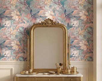 Pastel Floral Wallpaper, Botanical Wallcovering, Vintage Flower Pattern, Elegant Blush Decor (Peel and Stick)
