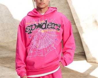 Spider Cotton Hoodie Web Graphic Streetwear Pullover Hoodie