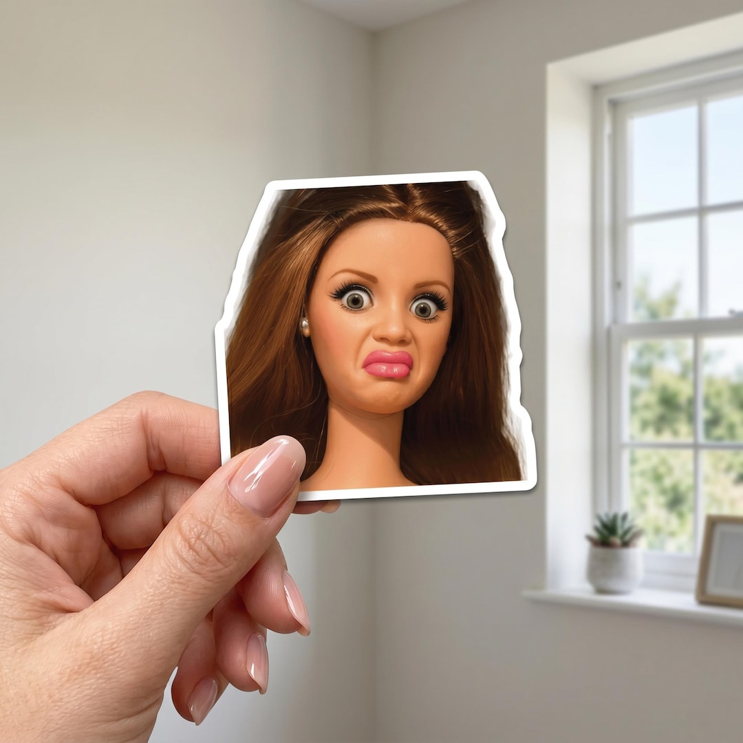Funny Doll Meme Sticker - Disgusted Face Vinyl Decal - Sarcastic ...