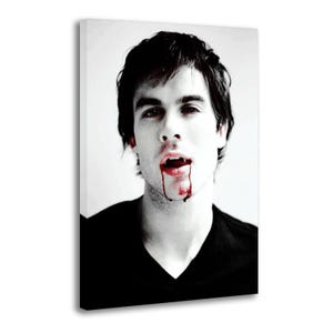 Lan Somerhalder, Vampire bite me yes, pintura sobre lienzo, póster decorativo para pared, decoración de sala de estar, pósters para el hogar.