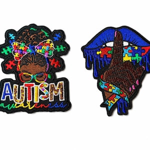 Autism Awareness Patch Set, Black Girl Autism Patches, Puzzle Piece Embroidered Iron On Patches, Neurodiversity Gift