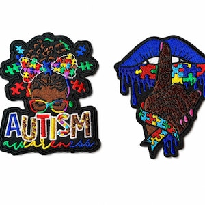 Autism Awareness Patch Set, Black Girl Autism Patches, Puzzle Piece Embroidered Iron On Patches, Neurodiversity Gift