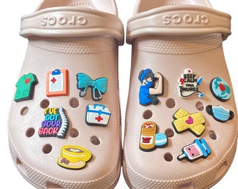 12pc Nurse Charm Bundle for Clog Style Shoes | Medical Shoe Charms | Cute Nurse Accessories | Healthcare Worker Gift | Nursing Student Gift