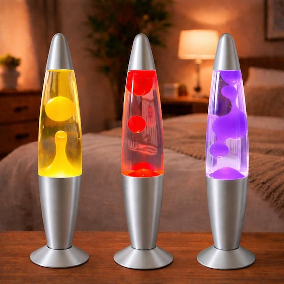 Rocket Lava Lamp Vintage Retro Orange Lava Lamp Bedside Lamp Table