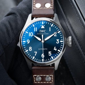 Luxury Watch IWC Big Pilot&#39;s Watch Blue Sunburst Dial Steel Leather Men&#39;s 43mm Automatic Set