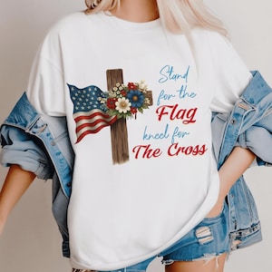 American Flag Cross Png, Christian 4th Of July Png, Faith Love Freedom, God Bless America, USA Fourth Of July Png, Independence Day Png