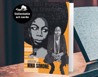 Nina Simone Art Card, Collectible Music Card, Jazz Singer Greeting Card, Frameable Mini Print, Soul Music Gift, Music Lover Card