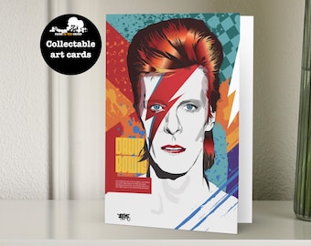 David Bowie Art Card, Ziggy Stardust Greeting Card, Collectible Music Card, Bowie Gift.