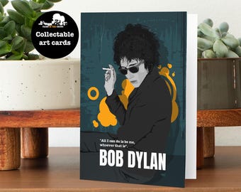 Bob Dylan Art Card, Collectible Music Card, Folk Music Greeting Card, Frameable Mini Print, Music Lover Gift, Dylan Art Print Card