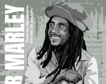 Bob Marley Poster, Reggae Wall Art, Music Legend Print, Retro Music Artwork, Rasta Decor, Vintage Style Poster, Gift for Music Lover