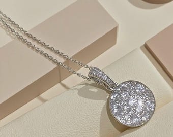 Handmade Starry Sky Pendant, Glitter Zircon Inlaid Silver Pendant