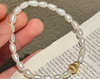 Dainty Irregular Pearl Bracelet | Natural Baroque Pearl 925 Silver Daily Bangle