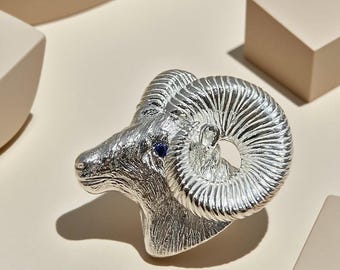 Minimalist Aries Sheep Brooch,Pure 925 Sterling Silver Daily Jewelry