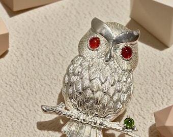 Unique Wildlife Owl Brooch | Fine Handmade 925 Sterling Silver Ornament