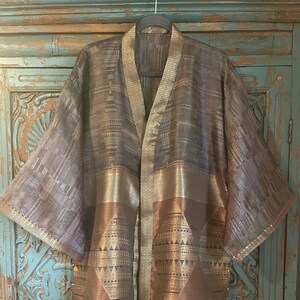 Graceful Woven Silk Kimono Jacket