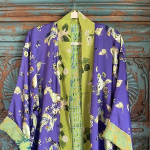 A Rich Silk Jacket in a Plum and Leafy Green Combo