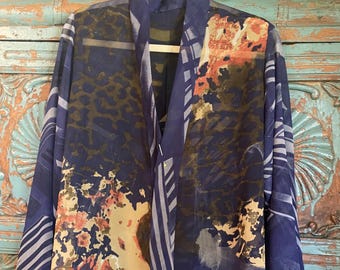 One of a Kind Midnight Blue Silk Kimono Jacket