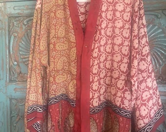 Rare Heirloom Printed Silk Kimono Jacket