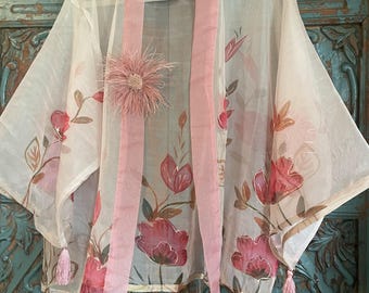 A Light and Airy Printed Silk Kimono Jacket