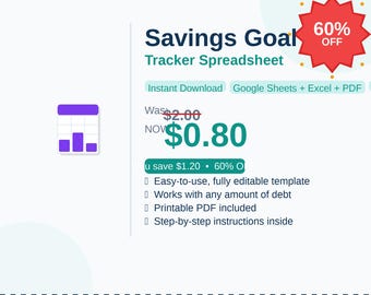 Savings Goal Tracker Spreadsheet | Emergency Fund, Sinking Funds Planner (Digital Download)