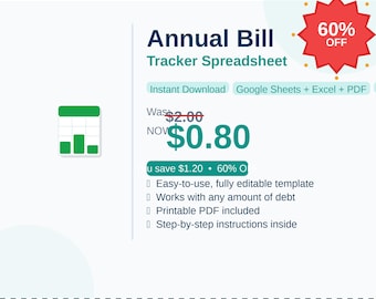 Annual Bill Tracker Spreadsheet | Monthly Payment Checklist (Excel Download)