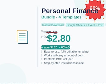 Personal Finance Bundle | Debt Snowball, Budget, Bill Tracker (Excel Templates)