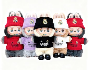 Labubu Doll Strick Sport Outfit: Bayern, Madrid Inspirierte Mini Kleidung