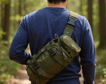 Tactical Waist Pack, Waterproof Hiking Chest Pouch, Outdoor Camping Gear Bag