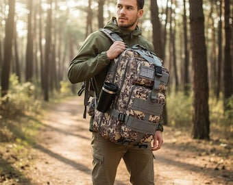 Tactical Waterproof Nylon Backpack, MOLLE Hiking Rucksack, Outdoor Trekking Bag