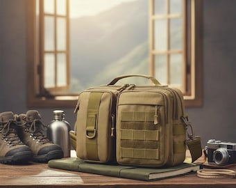 Tactical Molle Sling Bag, Waterproof Crossbody Hiking Fishing Pack
