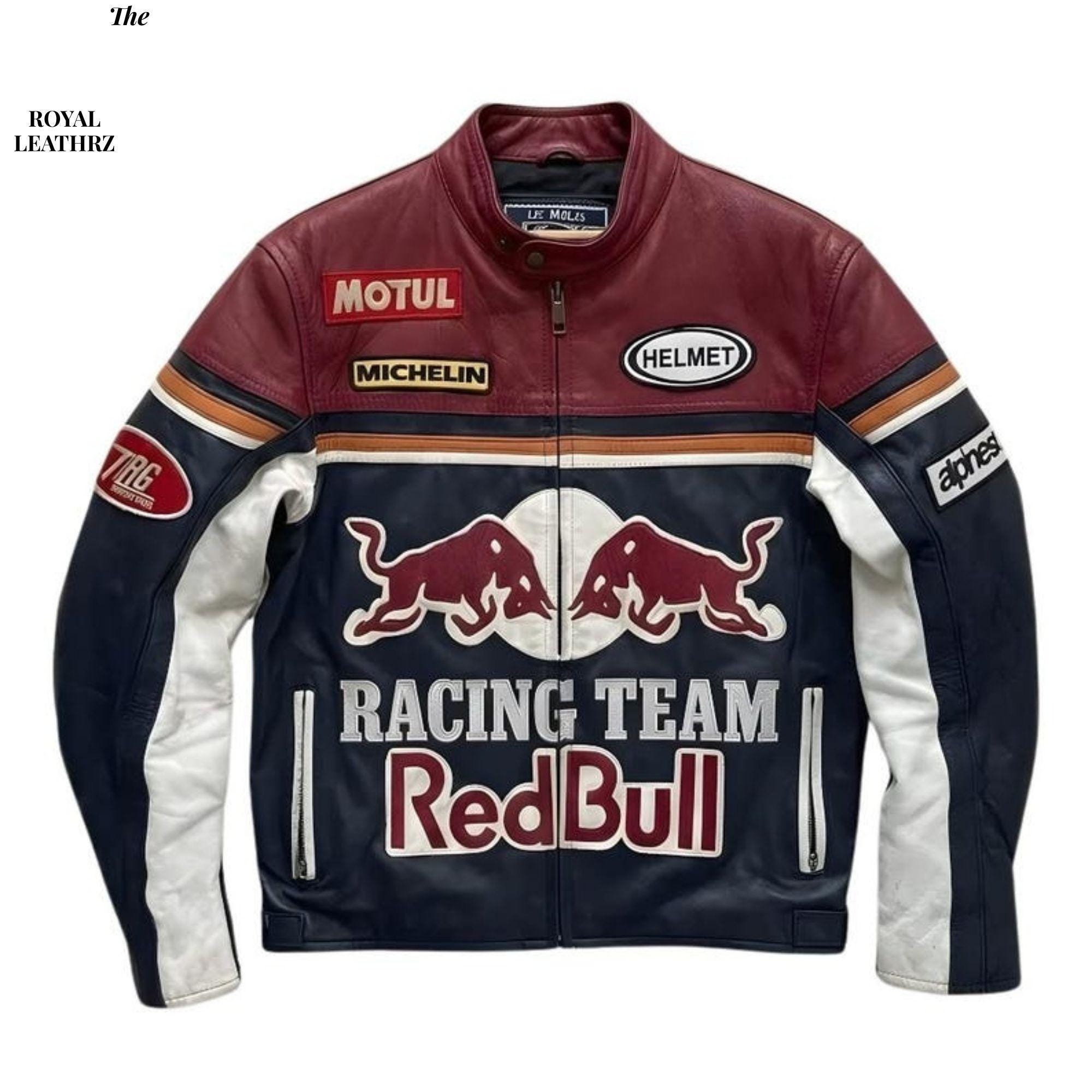 RED BULL LEATHER　レザーライダースM Red Bull Racing Moto Y2K Grand Prix Vintage Leather Jacket Rare