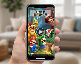 Super Mario Birthday Video Invitation, Animated Donkey Kong Party Invite (MP4 Download)
