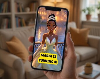 Personalized Princess Tiana Animated Birthday Invitation Video (Digital)