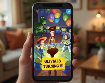 Personalized Toy Story Animated Video Invitation, Woody Buzz Kids Party Invite (Digital Download)