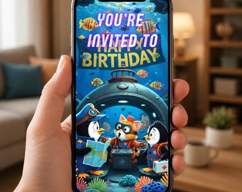 Spersonalizowane zaproszenie urodzinowe Octonauts z animowanym filmem, spersonalizowane zaproszenie urodzinowe Octonauts, film urodzinowy z podwodną przygodą, impreza dla dzieci