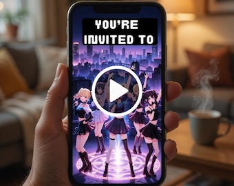 Spersonalizowany film animowany z zaproszeniem do K-Pop Demon Hunters | Neon Anime Birthday (pobranie cyfrowe)