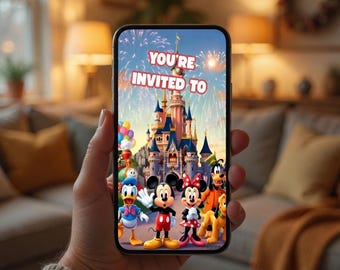 Personalized Disney World Disneyland Paris Birthday Invitation Animated Video, Custom Disney Birthday Invite, Magical Castle Birthday Video