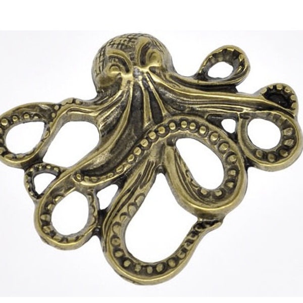 Large Bronze Octopus Pendant - BF507