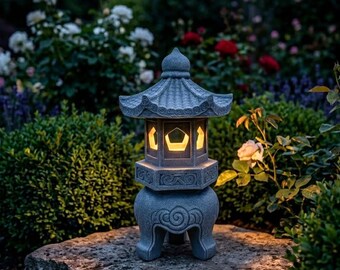 Zen Garten Dekor Outdoor LED Solarleuchte, Zen Japanische Themed Gartenlaterne, wasserdichte dekorative Licht Fantasy Lampe