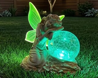 Lampe féerique LED d'extérieur en résine, Lampe décorative étanche fantaisie, Lampes solaires de jardin